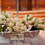 Flowers in ring bearer's wagon