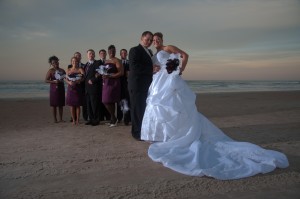 Bride, Groom and bridal party on Daytona Beach